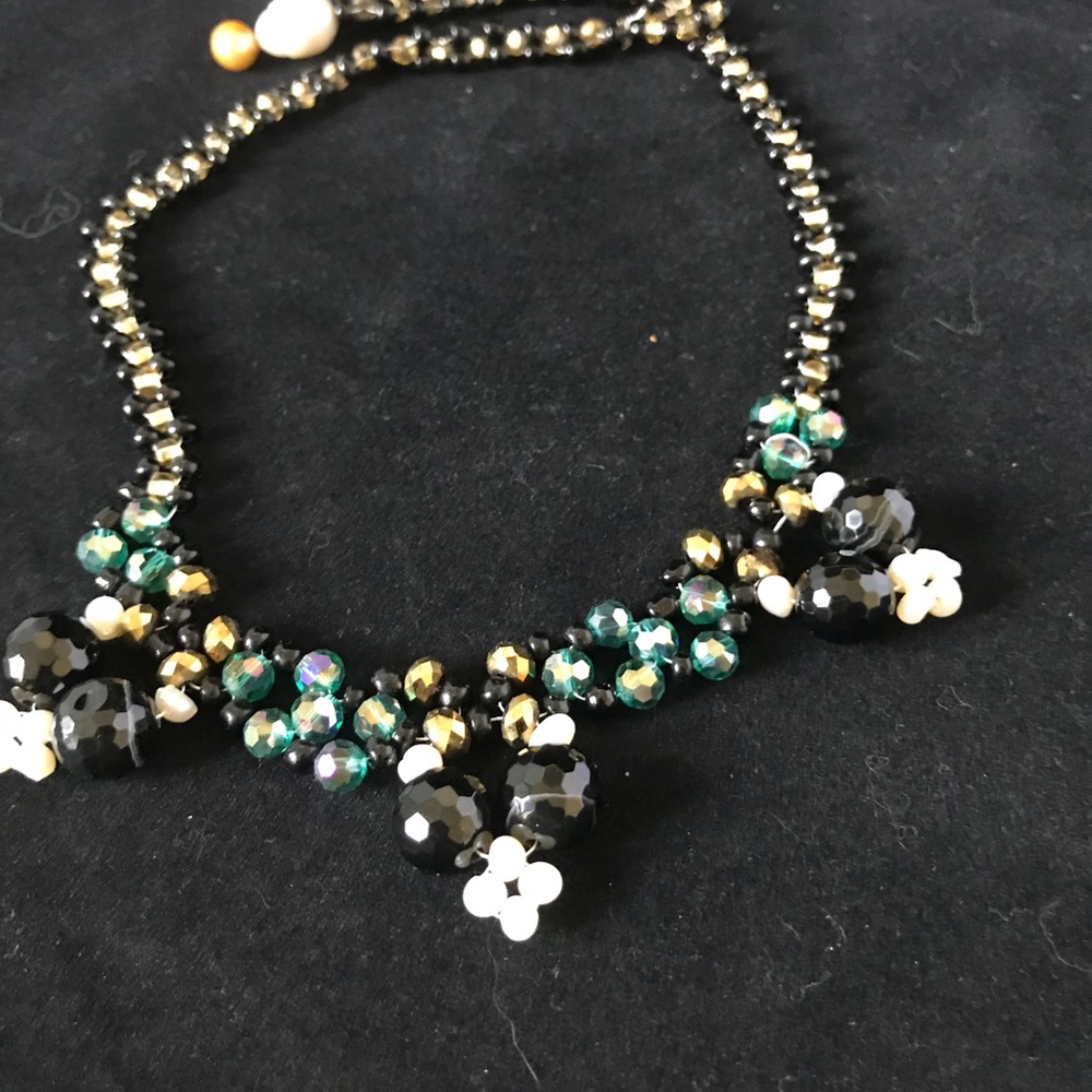 Handmade Necklace, ONYX, PEARLS & CRYSTAL